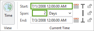 Start and Span values on the ribbon