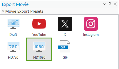 HD1080 option in the Export Movie pane