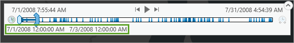 Start and end times of the visible time span on the time slider