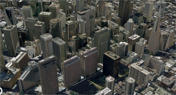 3D scene of San Francisco Financial District