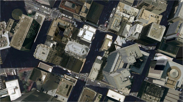 Straight-down view of downtown San Francisco