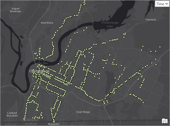 Bus stop points on the map