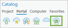 ArcGIS Online button in the Portal tab on the Catalog pane