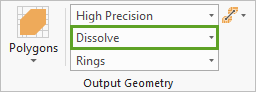 Output Geometry set to Dissolve on the ribbon