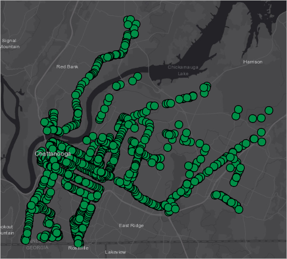 Facilities layer on the map