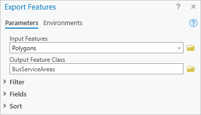 Feature Class to Feature Class tool with Output Feature Class set to BusServiceAreas