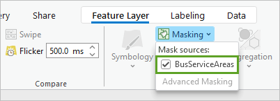 BusServiceAreas checked in the Masking menu on the ribbon