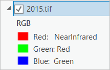 Color infrared bands in Contents pane