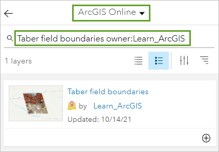 Search for the Taber field boundaries layer.