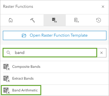 Searching for Band Arithmetic raster function