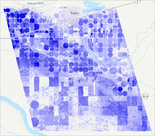 Image symbolized with blue color ramp