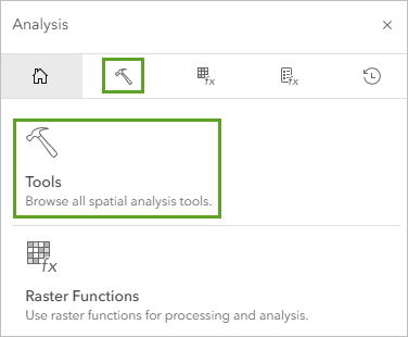 Tools options in the Analysis pane