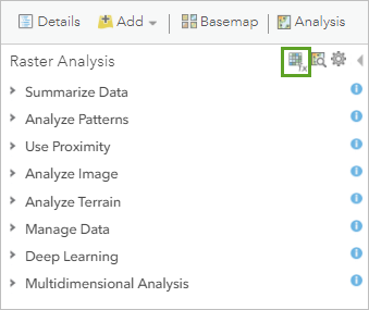 Create a raster function template to perform complex processing and analysis button