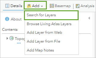 Search for Layers menu option