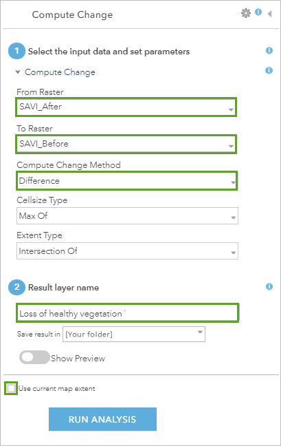 Compute Change parameters