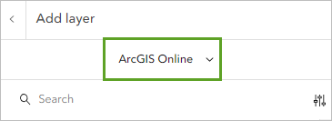 Choose the ArcGIS Online option in the drop down list.