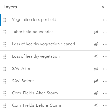 All the layers turned off except Vegetation loss per field