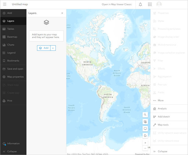 Initial view of the map