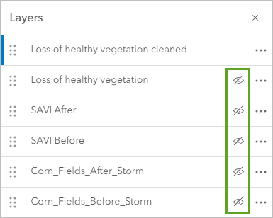 Turn off all layers except for Loss of healthy vegetation cleaned.