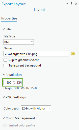 Export Layout parameters