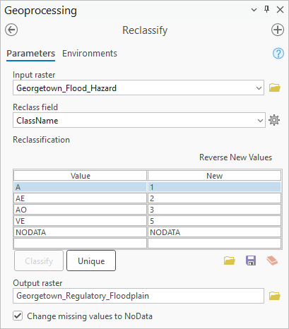 Reclassify parameters