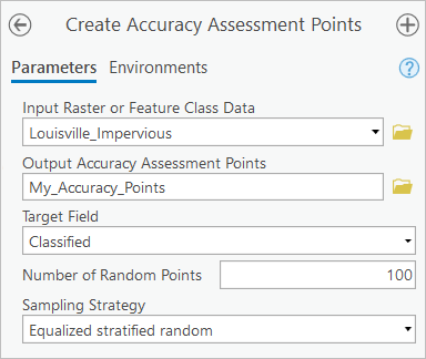 Create Accuracy Assessment Points tool parameters