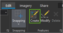 Create button in the Features group on the Edit tab.