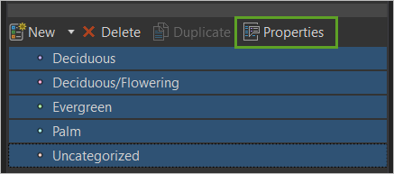 Properties button with all five templates are selected