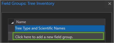 Click here to add a new field group in the Field Groups window