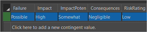 First row values entered