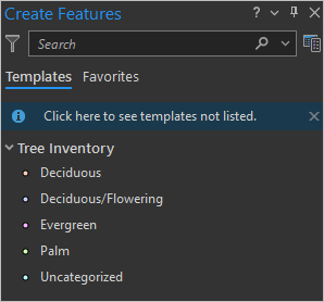 Display feature templates in Create Features pane