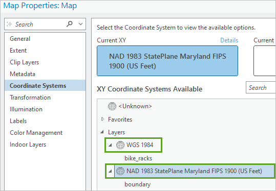 Expand the two coordinate systems entries.