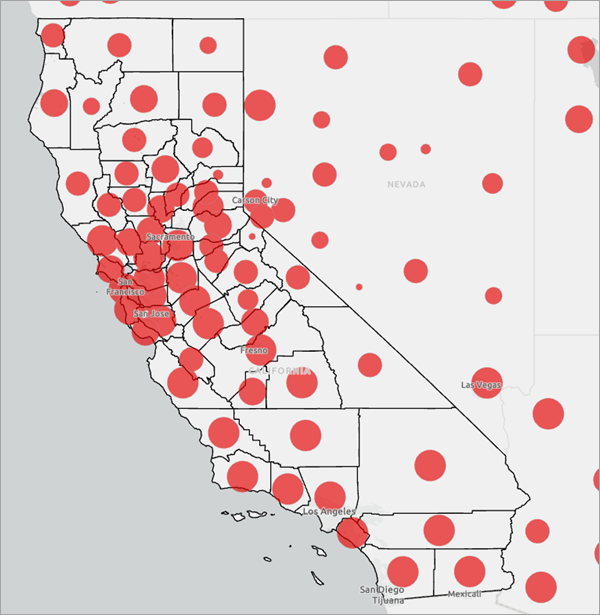 Map of COVID-19 cases in California by county
