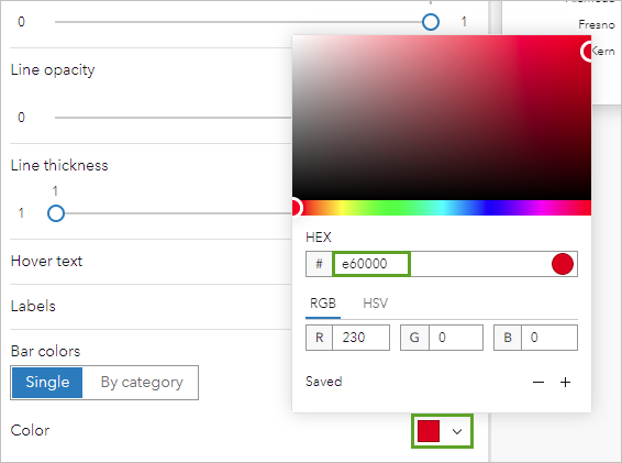 Chart color set to red