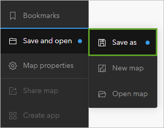 Save in the Save and open menu