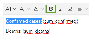 Confirmed cases highlighted and the bold button