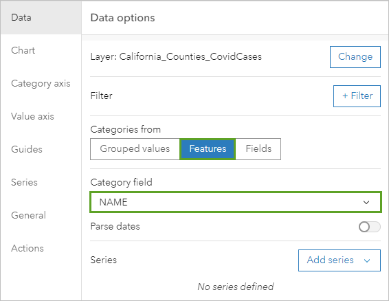 Categories from and Category field settings