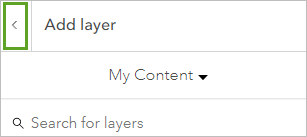 Back arrow on the Add layer pane