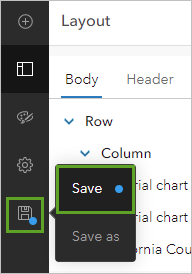Save button on the dashboard toolbar