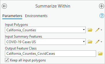 Summarize Within tool parameters