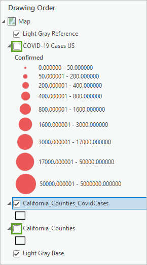 Unchecked layers in Contents pane