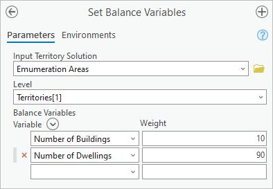 Set Balance Variables tool parameters