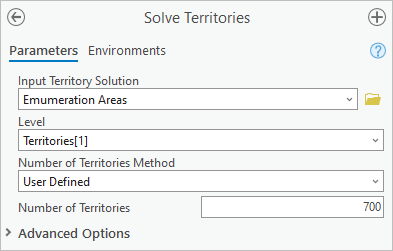 Solve Territories tool parameters