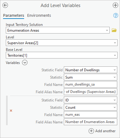 Add Level Variables tool parameters for supervisor areas