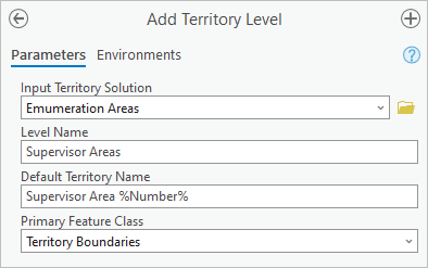 Add Territory Level tool parameters