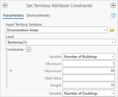 Number of Buildings minimum and maximum