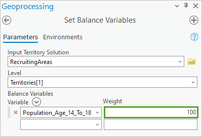 Set Balance Variables tool with one variable added