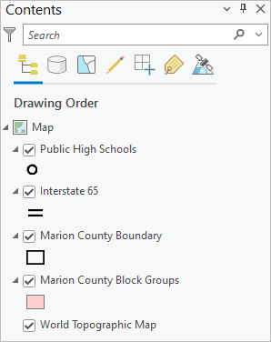 Layers in the Contents pane