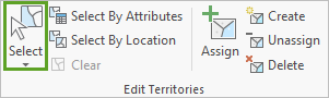 Select tool on the Territory Design tab