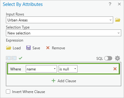 Query in the Select By Attributes window